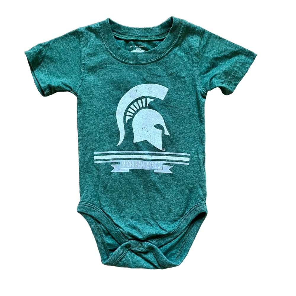 Michigan State Spartans Green Onesie, Size 12 Months Bodysuit Football College